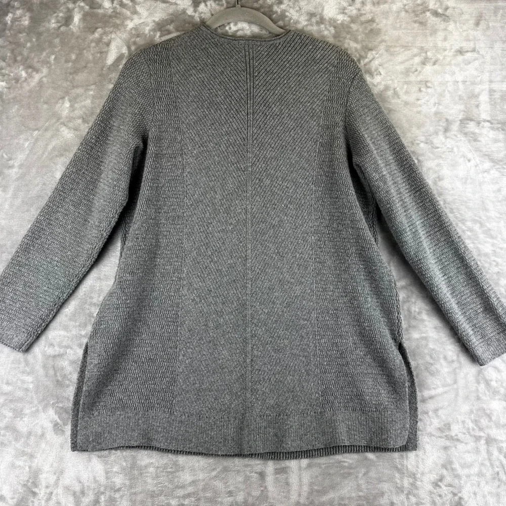 J. Jill Tunic Sweater Womens‎ Medium Petite Gray V-Neck Chevron Knit (1464)